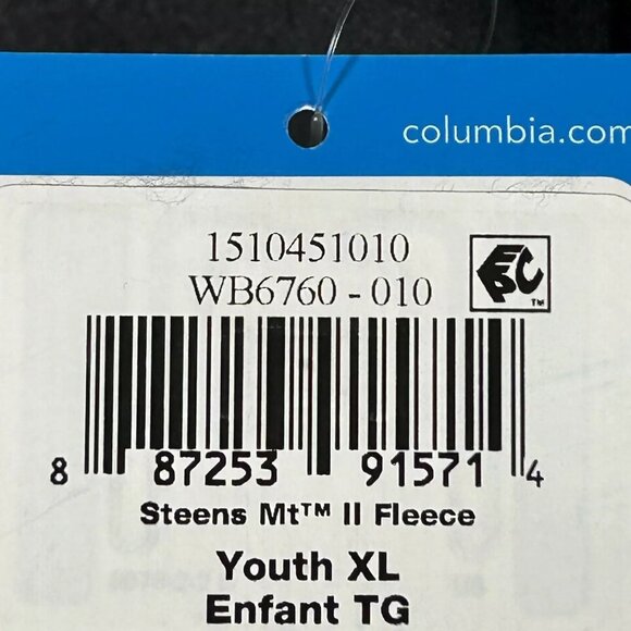 Columbia Youth Boy's/Girl's Full Zip Fleece Jacket Size 18-20 (XL) Solid Black - Picture 5 of 8